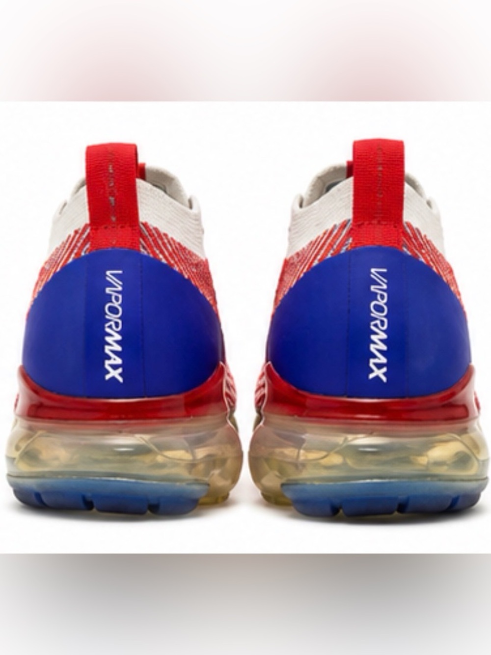 Nike Air VaporMax Flyknit 3 USA CW5585-100 Men’s 9.5 Red White Blue Running Shoe - Picture 2 of 8